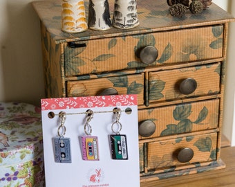 Enamel Mix Tape Stitch Marker Set: Knitting Crochet Progress Keepers