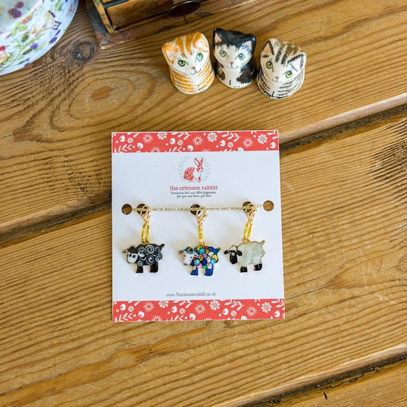 Enamel Sheep Stitch Marker Set: Knitting Crochet Progress Keepers
