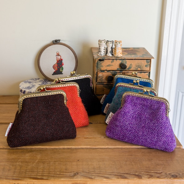Harris Tweed Coin Purse: Liberty Lawn Lining, Silk Card Pocket