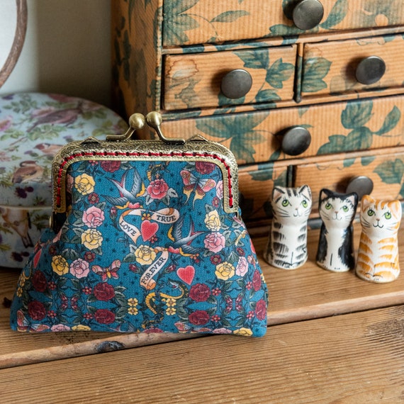 Coin Purse Made With Beautiful Vintage Classic Tattoo Cotton 