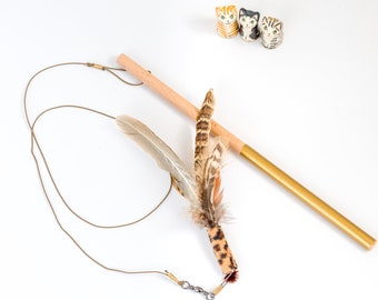 Pheasant Feather Cat Toy Wand: Handcrafted Interactive Toy
