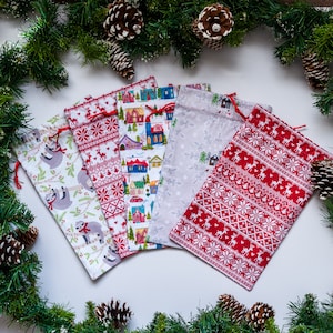 Christmas Fabric Gift Bag: Handmade Sock Drawstring Pouch with Sloth Wrapper