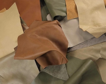 Earth Tone Cowhide Leather Scraps, Soft Full Grain Offcuts, 1-3 Hand-Sized Pieces, 500g-4kg
