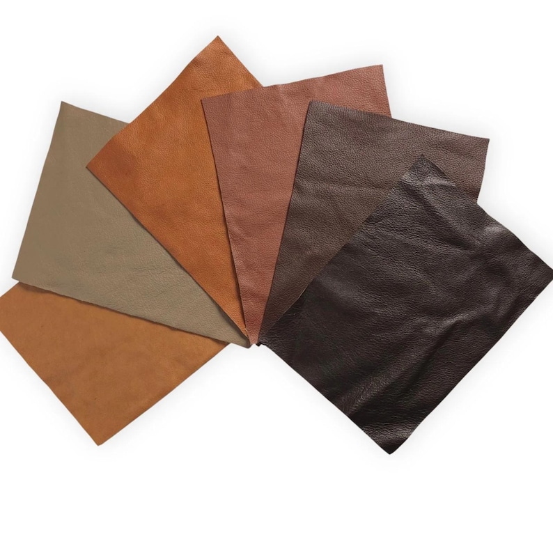 Corrected Grain Cowhide Leather Panels, Craft Leather Sheets, 22x30cm or 30x30cm image 3