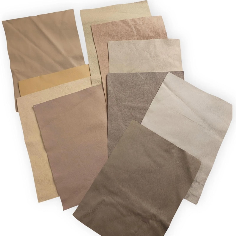 Corrected Grain Cowhide Leather Panels, Craft Leather Sheets, 22x30cm or 30x30cm Earth Tones