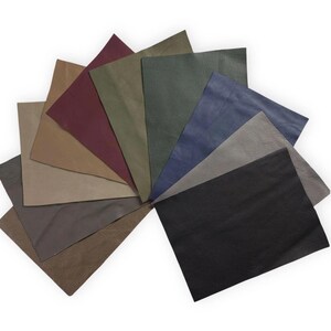 Corrected Grain Cowhide Leather Panels, Craft Leather Sheets, 22x30cm or 30x30cm Dark & Neutral