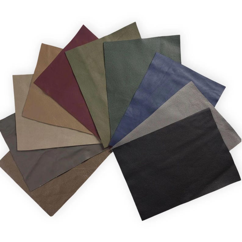 Corrected Grain Cowhide Leather Panels, Craft Leather Sheets, 22x30cm or 30x30cm Dark & Neutral