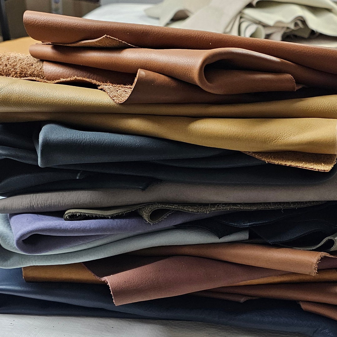 Assorted leather scraps, Full grain Cowhide Pieces, Cow Leather ...