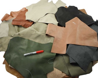 Leather scraps for crafts 1 - 2 Hands Upholstery offcuts/pieces Cowhide remnants LARGE off cuts