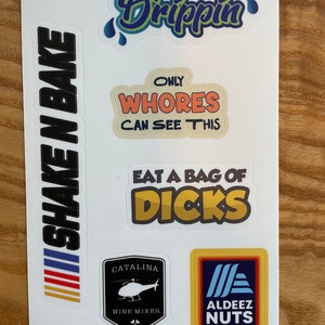 Step Brothers: Catalina Wine Mixer, Shake N Bake and More Sticker Sheet, Set of 6 Adult Humor Die Cut Stickers