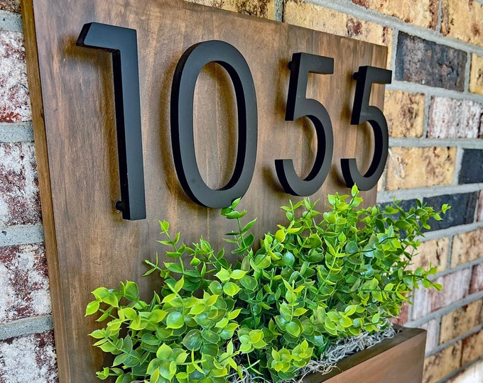 Planter Box House Number Sign / Address Plaque With Plant Box