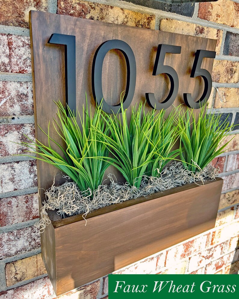 Planter Box House Number Sign / Address Plaque With Plant Box Etsy