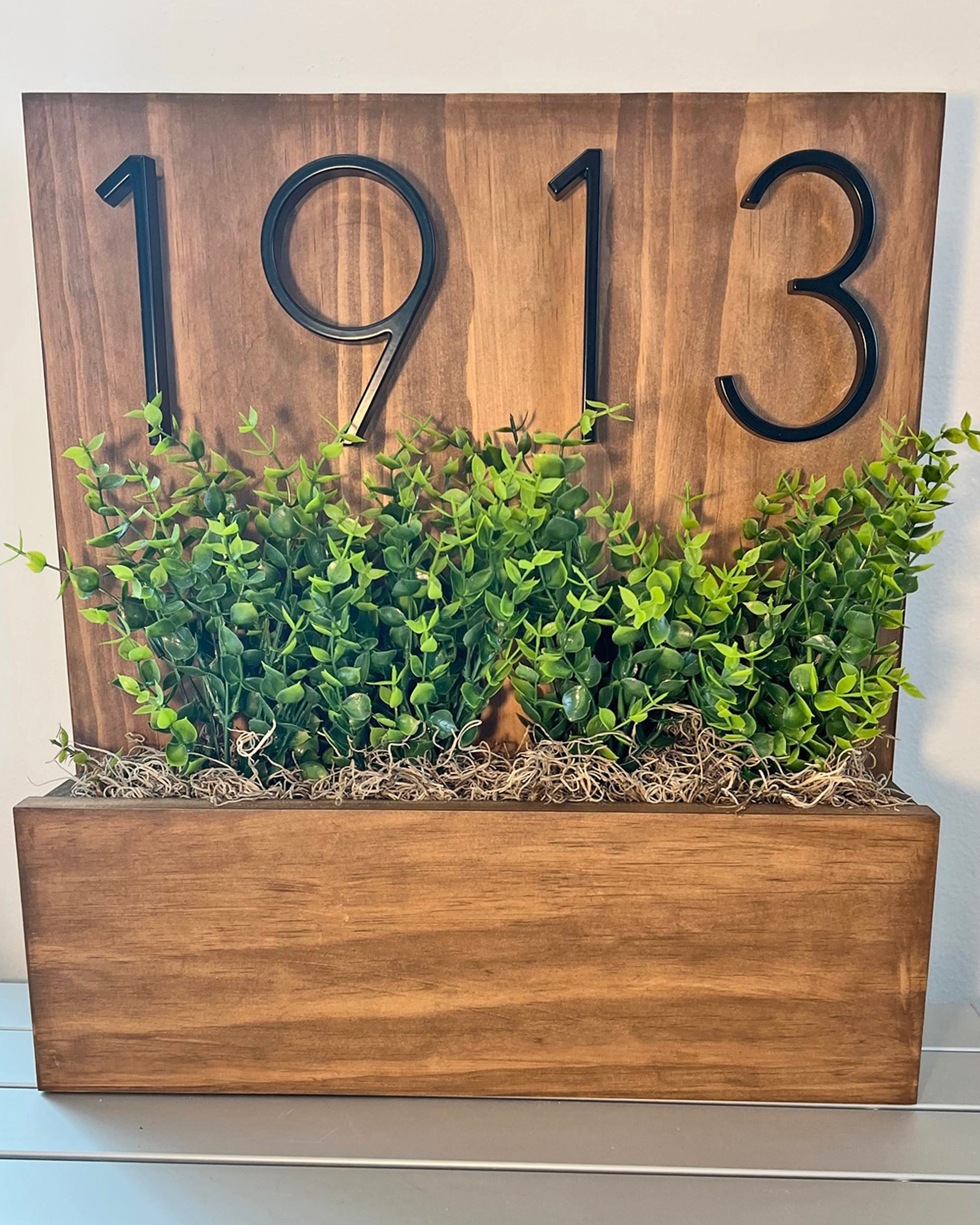 Planter Box House Number Sign / Address Plaque With Plant Box Etsy