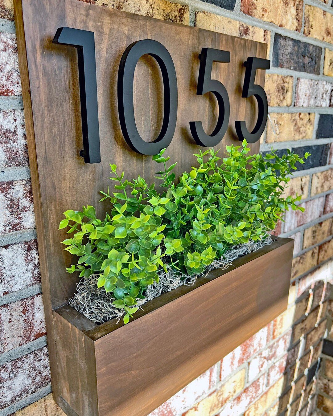 Planter Box House Number Sign / Address Plaque With Plant Box Etsy