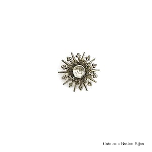 Vintage 1950s Brooch Starburst Rhinestone – Mid Century Silver Tone Pin – Retro Costume Jewelry
