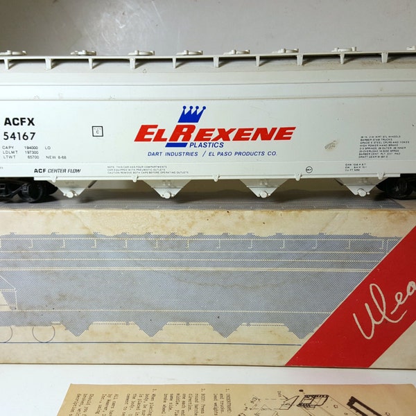 Vintage N Scale El Rexene Plastics Train Car No. 2 Hopper Car with original box