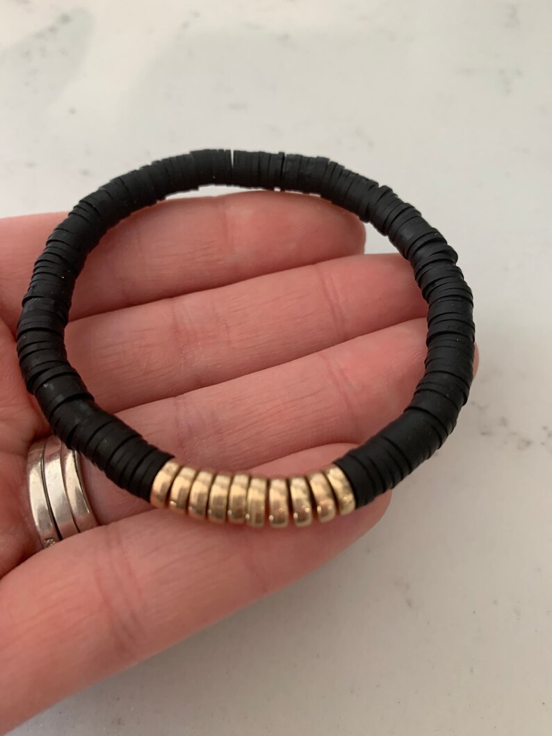 Black Heishi disc beaded bracelet