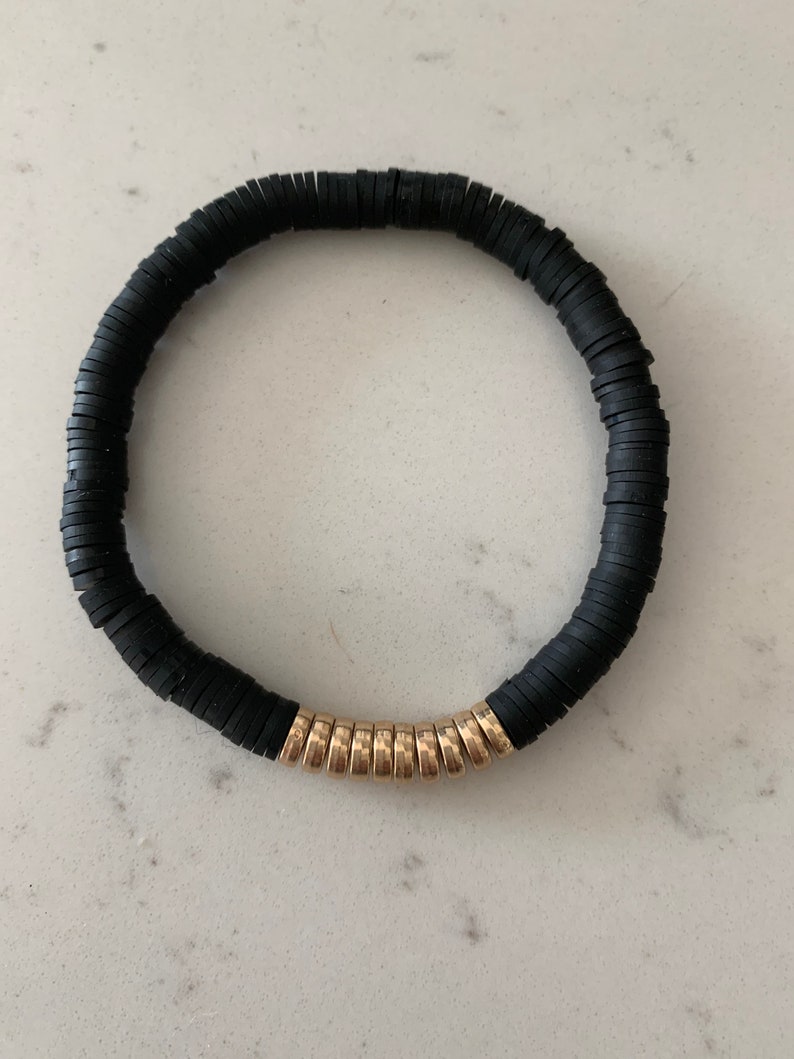 Black Heishi disc beaded bracelet