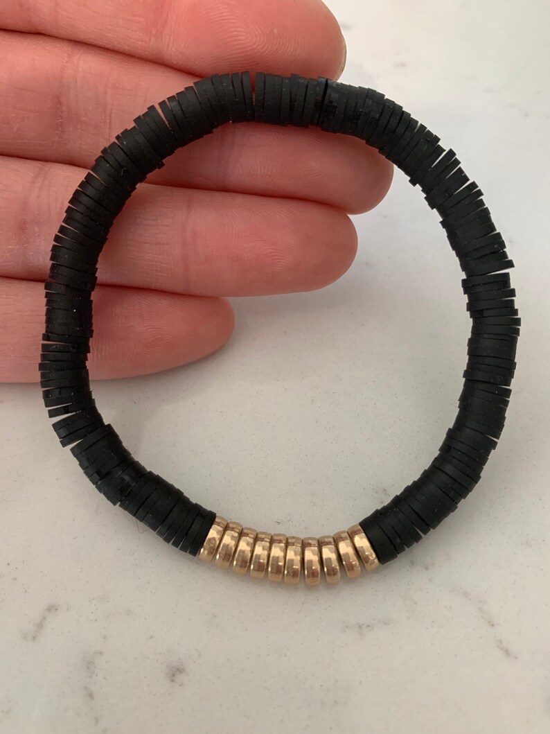 Black Heishi disc beaded bracelet