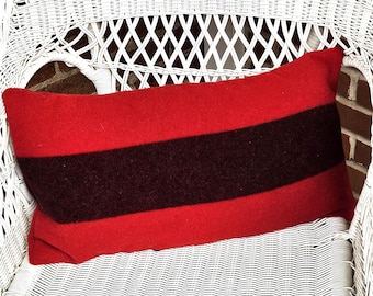 Vintage~~Hudson Bay Style~~Trapper Style~~Blanket Pillow Cover~~Handmade in USA~~100% Wool~~Cover Only~~22 x 12 Inches~~Southwest