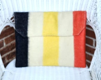 Hudson's Bay Style Wool Laptop Sleeve Handmade From 100% Wool Vintage Blanket 17" X 13.5"