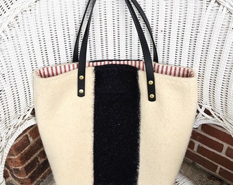 Vintage~~Authentic~~Hudson's Bay ~~Blanket Tote Bag~~Purse~100% Wool Shell~Handmade~Size 12" x 17"  Point~Chief's Blanket~3.5 Point