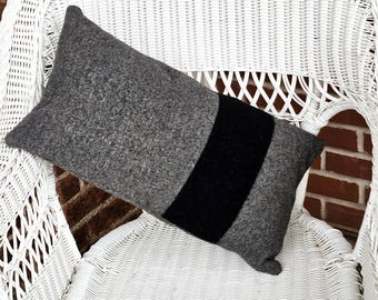 Vintage~~Hudson Bay Trapper Style~~Blanket Pillow Cover~~ 100% Wool~~Handmade~~22 x 12 Inches~~