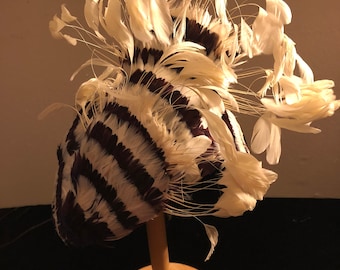 RESERVED Vintage Jack Mcconnell Black Feather Hat Ruched  display picture 1