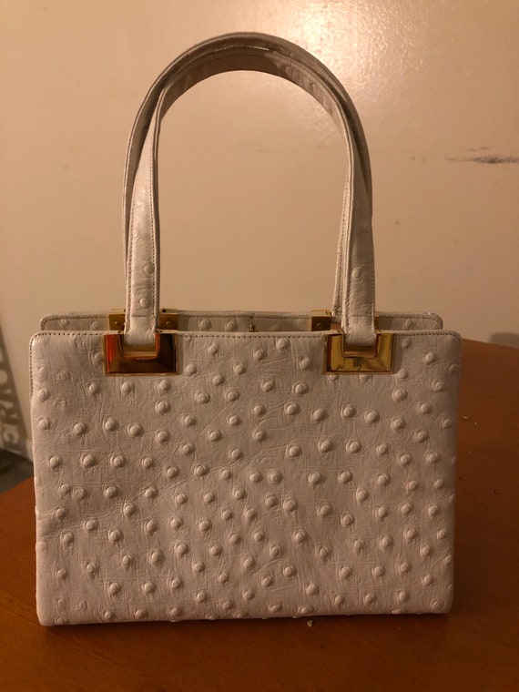 White Koret Ostrich Handbag