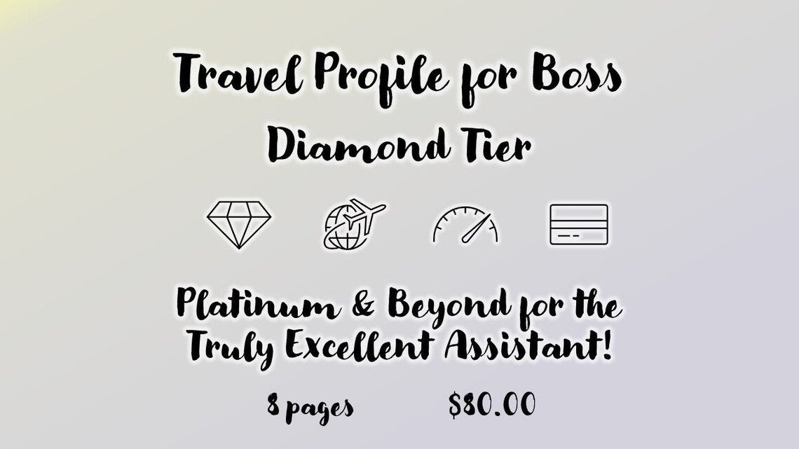 Travel Profile Template for Boss Diamond Tier for the Truly Etsy