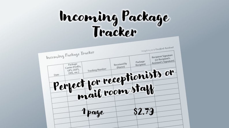 Incoming Package Tracker Template Printable Download Assistant ...
