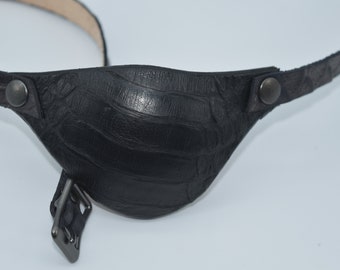 Black dragon Leather eye patch with adjustable buckle - will work for permanent use not touching the eye