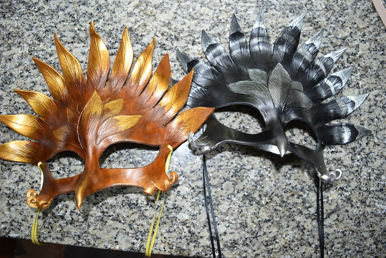 Night phoenix gryphon leather mask dragon custom order in your choice of colour