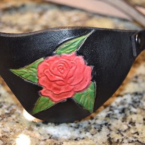 Flower eyepatch - white lily, rose , other - Leather eye patch with adjustable buckle for unisex - will work for permanent use