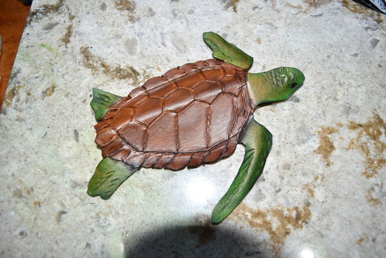 Leather Sea turtle wall hanging image 4