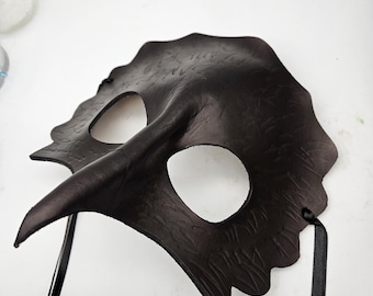 Crow/raven black bird leather mask for unisex