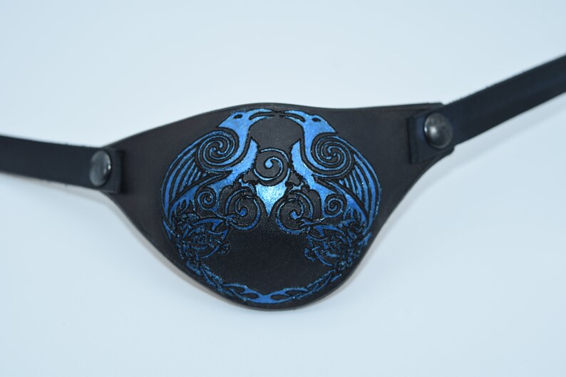 Celtic knot Odins ravens Leather eye patch with adjustable Etsy