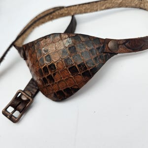 Brown Dragon scale Leather eye patch with adjustable buckle for unisex - will work for permanent use not touching the eye
