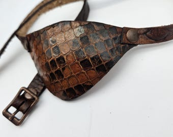 Dragon scale Leather eye patch with adjustable buckle for unisex -will work for permanent use not touching the eye