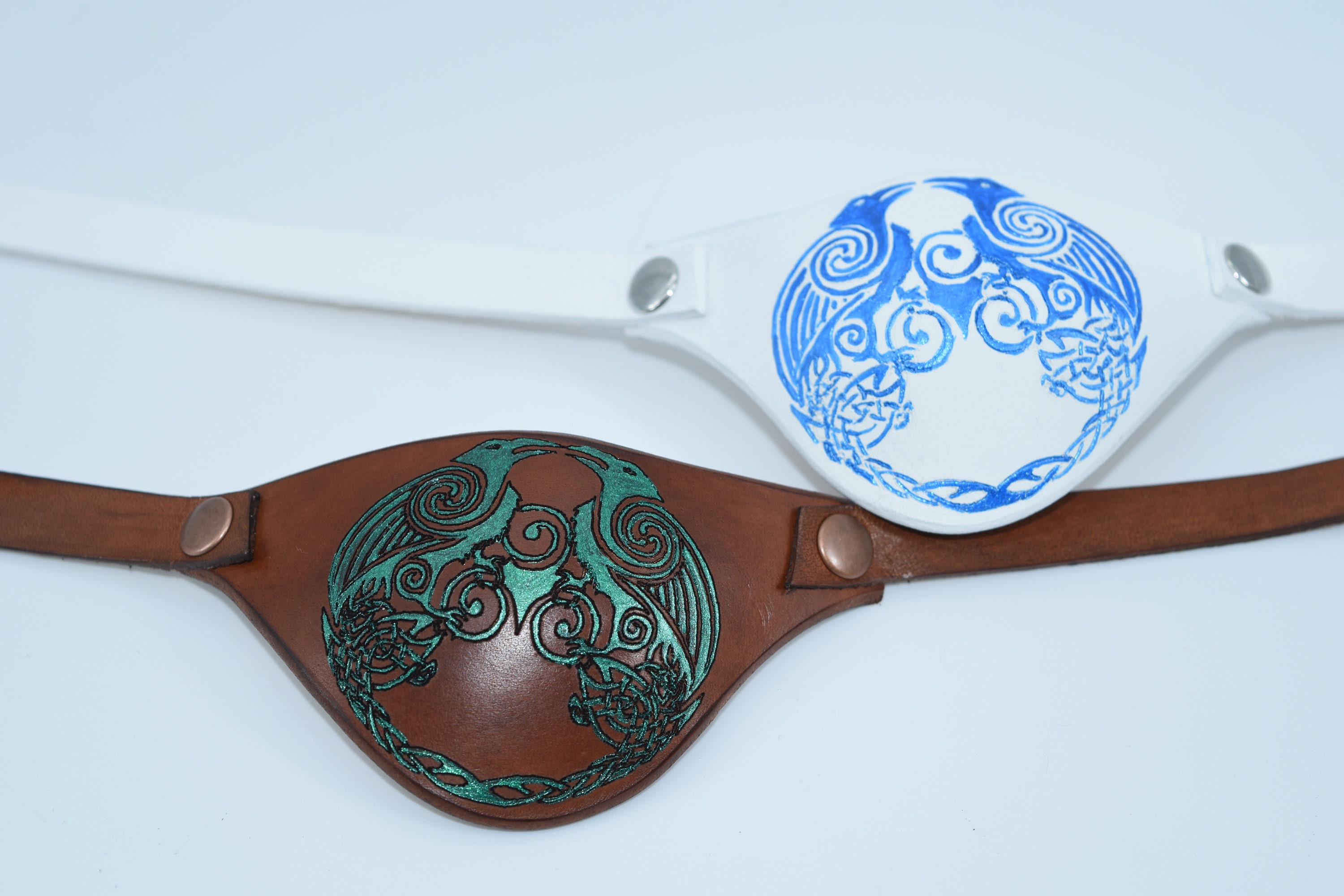 Celtic Knot Odins Ravens Leather Eye Patch With Adjustable Etsy Canada