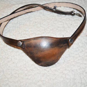 Leather eye patch with adjustable buckle for unisex - will work for permanent use not touching the eye