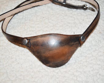 Leather eye patch with adjustable buckle for unisex - will work for permanent use not touching the eye