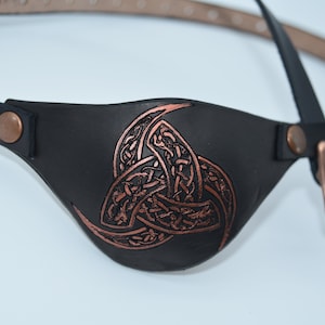 Celtic dragon tri horn, horn of Odin Leather eye patch with adjustable buckle - for permanent use - custom order