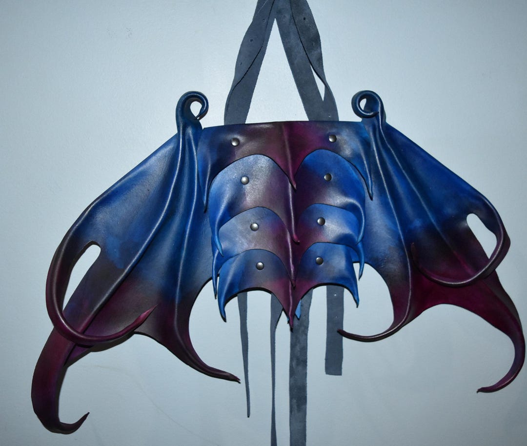 Blue and Purple Leather Wearable Dragon Wings for Unisex 23 Inches ...