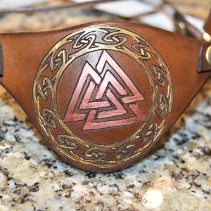 Celtic knot valknut Leather eye patch with adjustable buckle for unisex - will work for permanent use not touching the eye