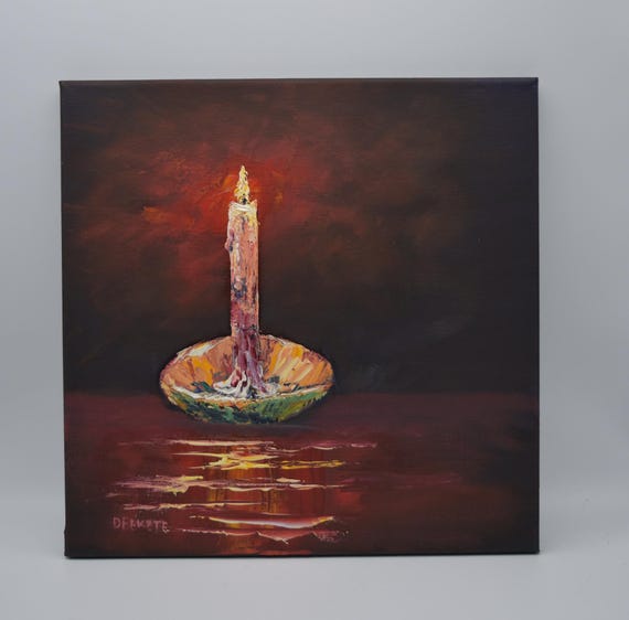 Candle Oil Painting, Still Life Picture - Small Size Oil Painting