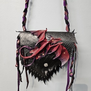 Fantasy Dragon leather purse red dragon - 9 inch dragon - available now