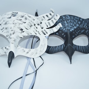 Leather owl mask for unisex - Snowy owl inspired