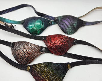 Multi colour Dragon skin Leather eye patch with adjustable buckle - not touching the eye