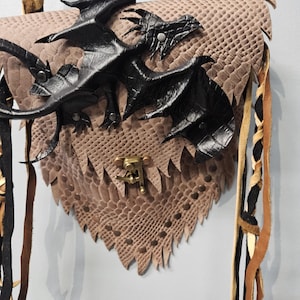 Fantasy Dragon leather purse black dragon leather purse 9 inch dragon purse - available now